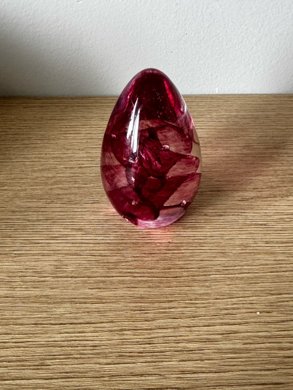 Rich Cranberry Glass Egg Paperweight